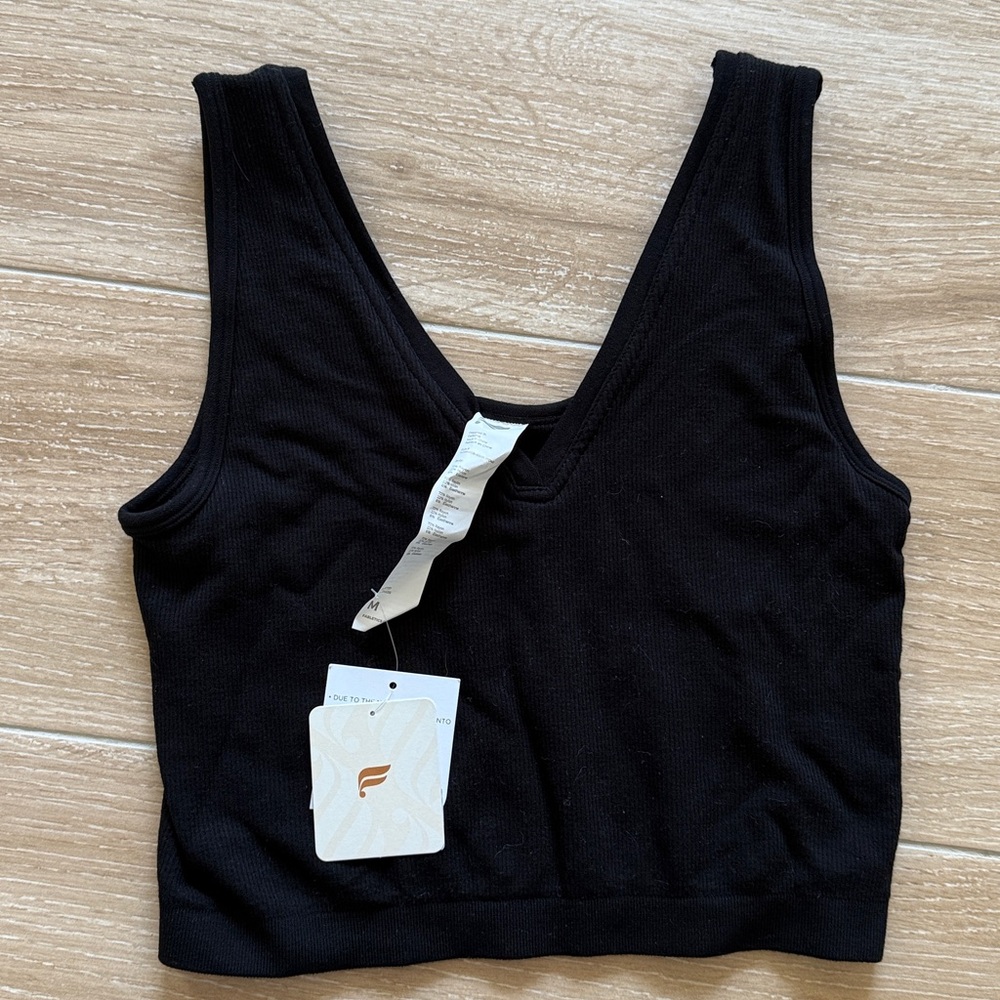 Black V-Neck Crop Tank